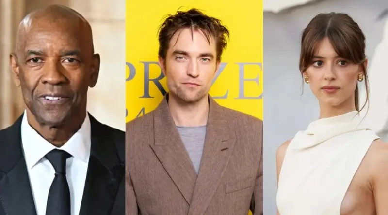 Imagen del reparto de la película Here Comes the Flood: Denzel Washington, Robert Pattinson y Daisy Edgar-Jones