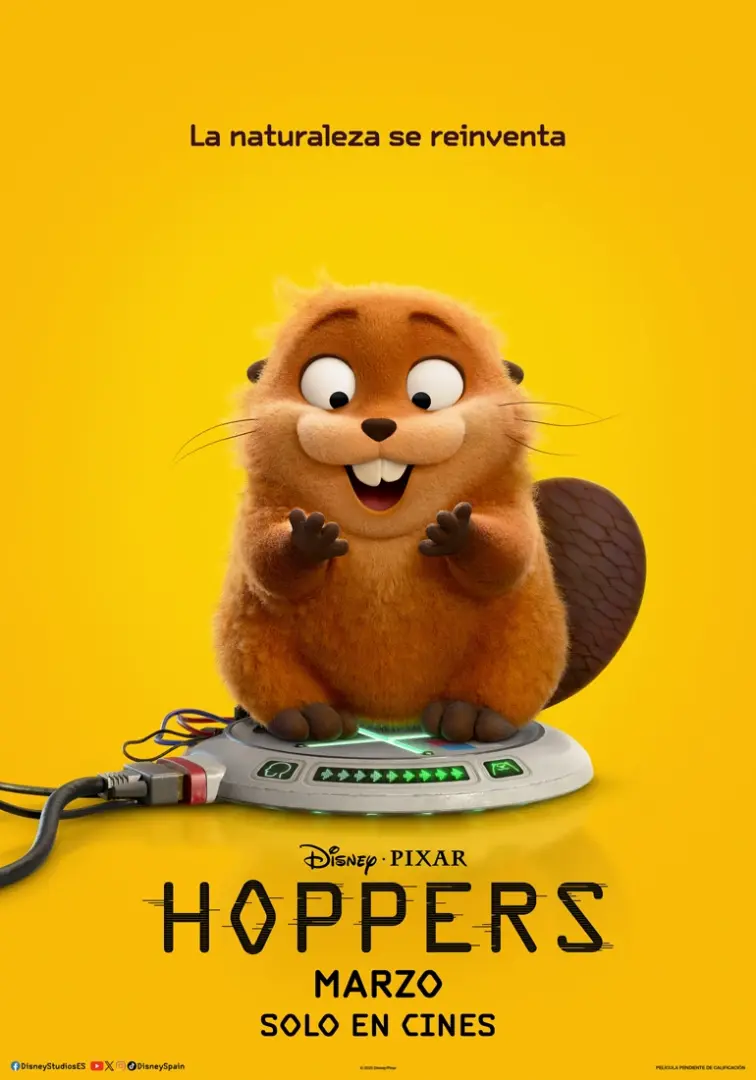 Una chica se transforma en castor en el divertido primer tráiler de 'Hoppers', la nueva película de Pixar. 4 hoppers 2026 poster