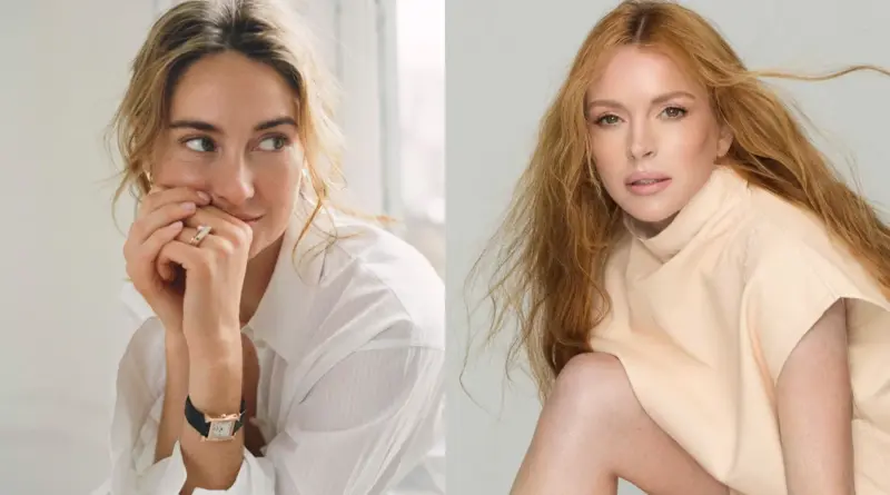 Retratos de las actrices Shailene Woodley y Lindsay Lohan.