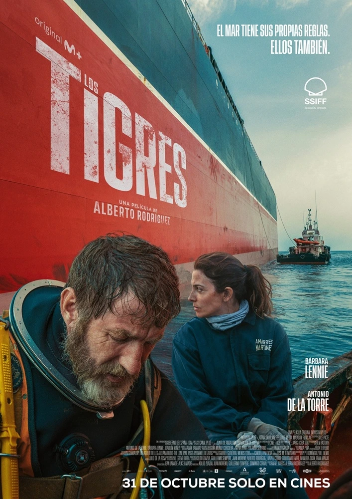 Antonio de la Torre y Bárbara Lennie se juegan la vida bajo el agua en el nuevo tráiler de 'Los Tigres', de Alberto Rodríguez. 4 mundoCine - los tigres pelicula 2025 poster