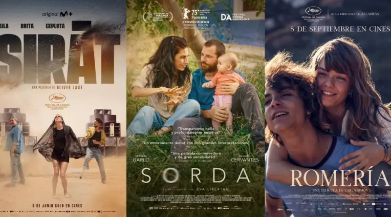 Pósteres de las películas Sirat, Sorda y Romería
