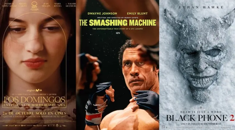 Tres pósters de los estrenos destacados del mes de octubre 2025 en España