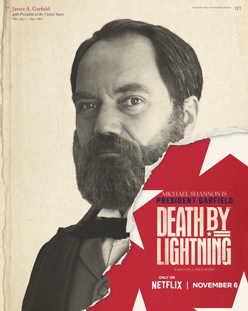 Matthew Macfadyen planea asesinar a un presidente real que no es ni Lincoln ni Kennedy en el primer tráiler de 'Muerte por un Rayo'. 4 mundoCine - muerte por un rayo 2025 serie poster