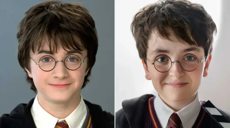 Daniel Radcliffe y Dominic McLaughlin como Harry Potter