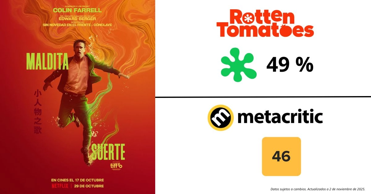 Esto es lo que opina la crítica y el público de 'Maldita Suerte', la película con Colin Farrell que está entre las 10 más vistas de Netflix: «Una mano perdedora». 4 Lo que opina la crítica de Maldita Suerte