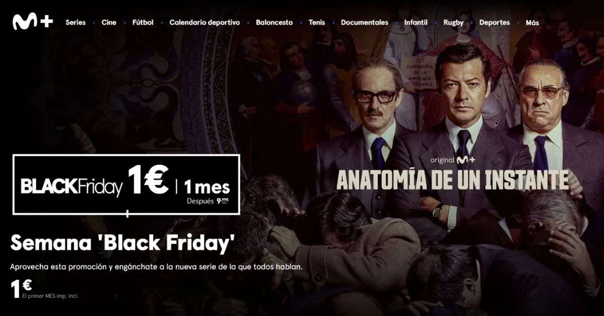Movistar Plus+ se une al Black Friday y lanza una oferta irresistible: el primer mes por solo 1 €.