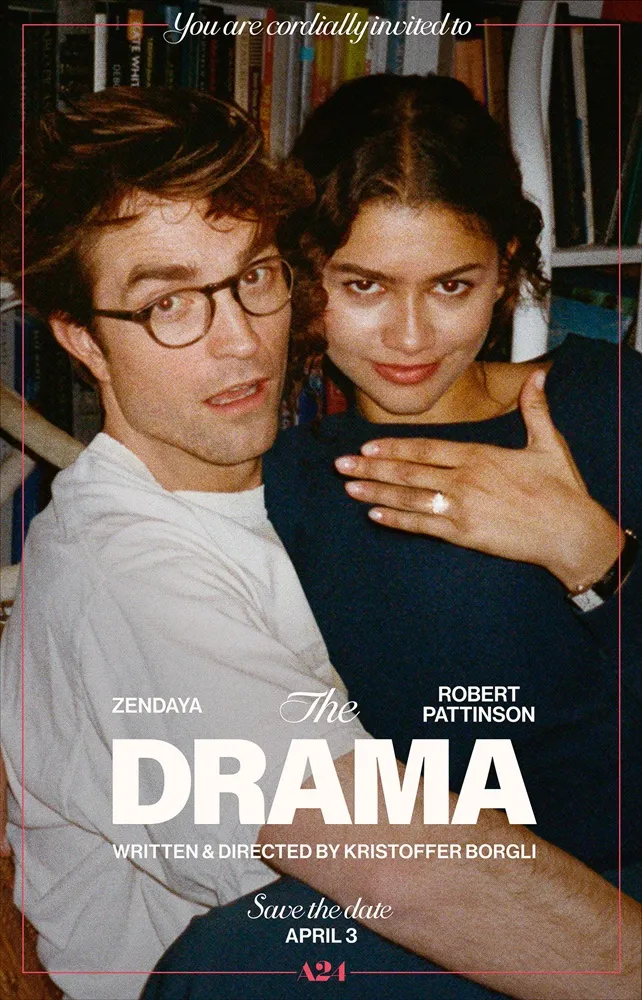 Zendaya y Robert Pattinson se darán el 'sí, quiero' (¿o no?) en la película 'The Drama', de Kristoffer Borgli, que ha estrenado su primer tráiler. 4 mundoCine - the drama 2026 pelicula zendaya robert pattinson poster