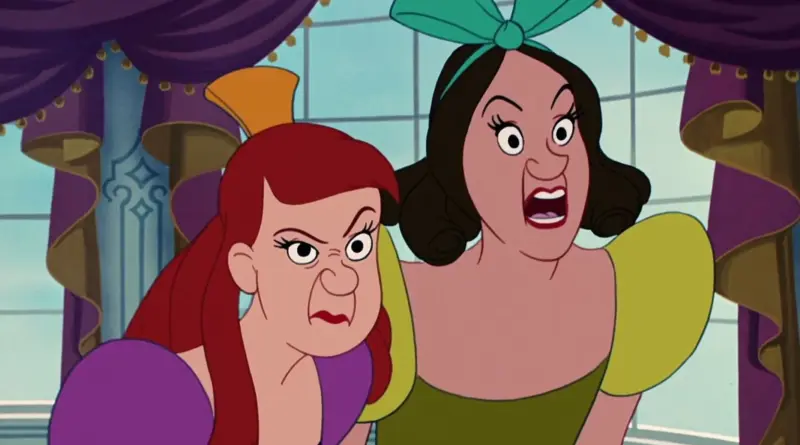 Las Hermanastras Animadas De Cenicienta De Disney Con Expresiones Exageradas De Enojo Y Sorpresa.