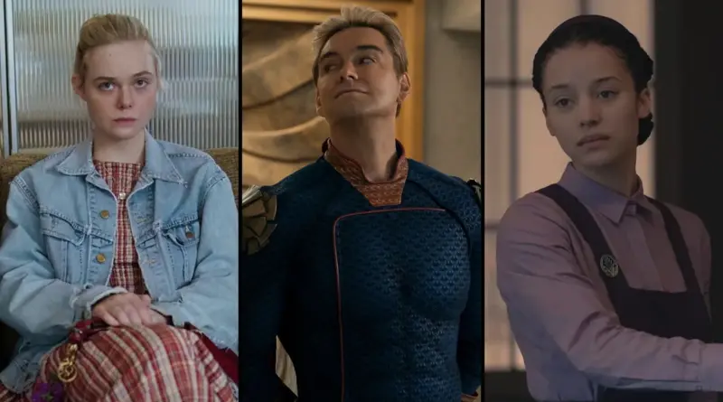 Collage Promocional De Los Estrenos De Series De Abril De 2026, Destacando A Patriota De La Serie The Boys En El Centro.