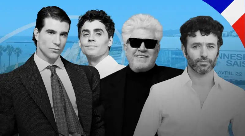 Collage De Los Directores Españoles Javier Ambrossi, Javier Calvo, Pedro Almodóvar Y Rodrigo Sorogoyen, Candidatos A La Palma De Oro En El Festival De Cannes 2026.