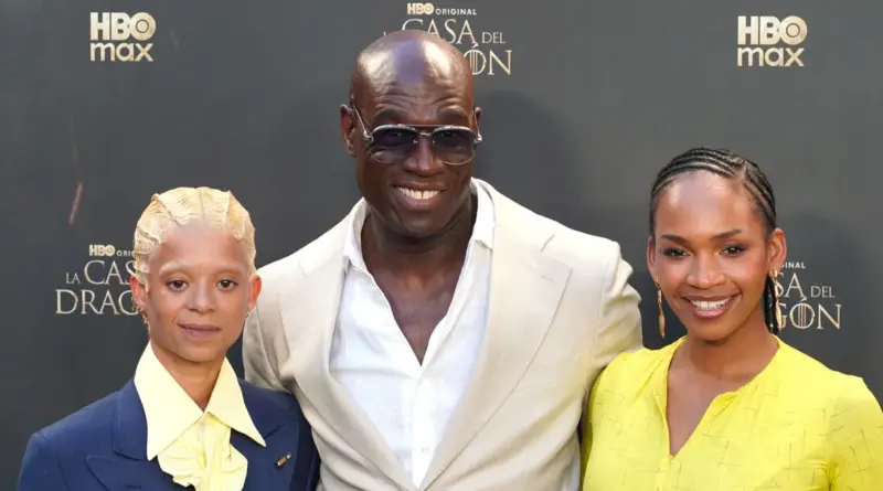 Steve Toussaint, Bethany Antonia y Phoebe Campbell durante la visita de La Casa del Dragón temporada 3 a Madrid.