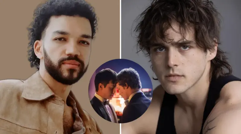 Actores Justice Smith y Charlie Gillespie, nuevos protagonistas para la segunda temporada de la serie Heated Rivalry, junto a una escena romántica de Shane e Ilya.